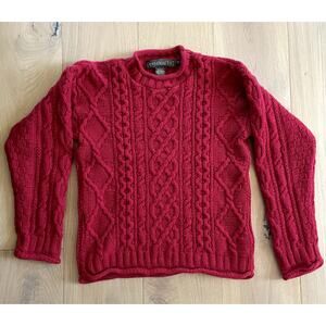 Inis Crafts Ireland Aran Wool  Red Sweater - Small